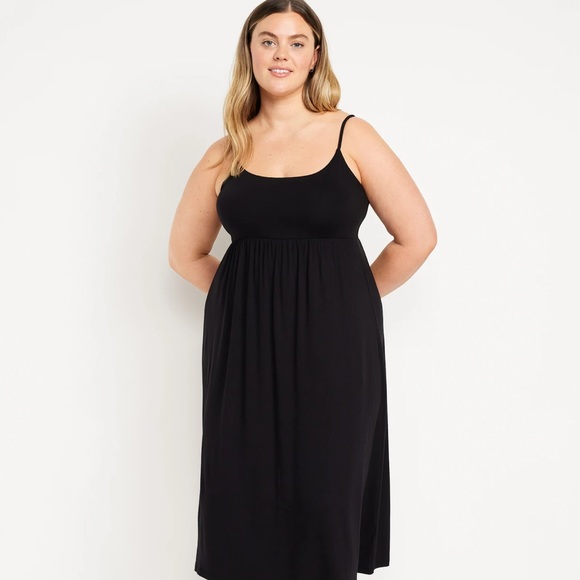 NWT OLD NAVY Fit & Flare Cami Midi DRESS Color: Black Jack scoop neck - Picture 4 of 6